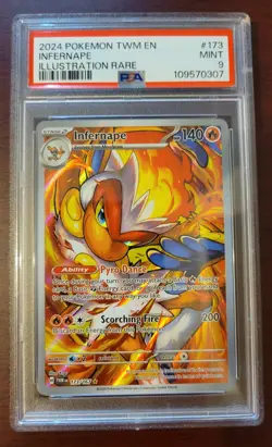 PSA 9 MINT POKEMON Twilight Masquerade TWM EN Infernape #173/167 - Image 1