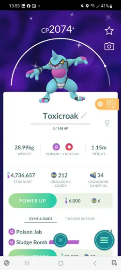 Pokemon Go Shiny Toxicroak - Image 1