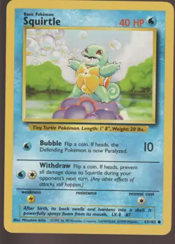 Squirtle 63/102 - Pokemon TCG Base Set - Common (LP) - Image 1