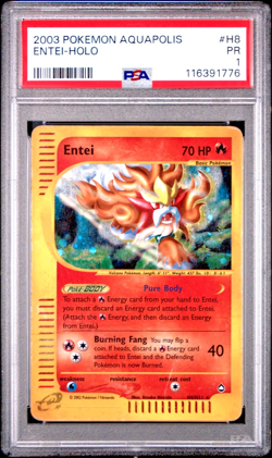 PSA 1 PR 2003 Aquapolis Entei Holo Foil H8/H32 WOTC E-Reader Series Pokemon - Image 1