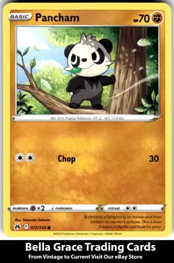 Pokemon TCG Crown Zenith Pancham #072/159 Common - Image 1