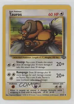 Tauros Pokemon Jungle #47 1999 0d08 - Image 1
