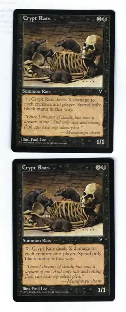 2x Crypt Rats - Vision - Magic The Gathering NM/M (Never Played) - Image 1