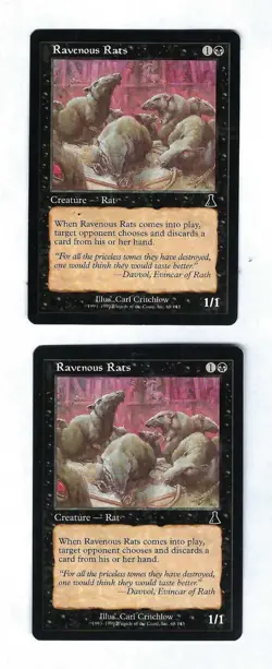 2x Ravenous Rats - Urza's Destiny - Magic The Gathering NM/M (Never Played) - Image 1