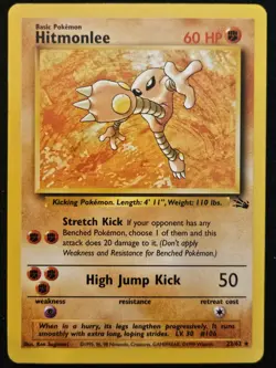 Hitmonlee 22/62 Fossil Unlimited Non Holo Rare WoTC Pokemon Trading CG 1999 LP - Image 1
