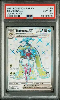 PSA 10 GEM MINT Tsareena ex 220/182 S&V Paradox Rift FA Ultra Rare Holo Pokemon - Image 1