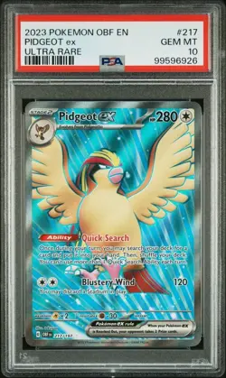 PSA 10 GEM MINT Pidgeot ex 217/197 Obsidian Flames FA Ultra Rare Holo Pokemon - Image 1