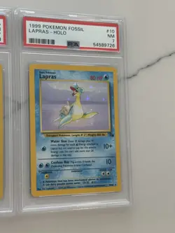 Pokemon Fossil Lapras Holo PSA 7 NM & Base 2 Poliwrath Holo PSA 7 NM - Image 2