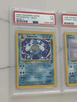 Pokemon Fossil Lapras Holo PSA 7 NM & Base 2 Poliwrath Holo PSA 7 NM - Image 4