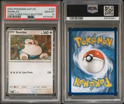 2024 Pokemon SVP EN-SV Black Star PROMO #122 Snorlax PSA 10 Gem Mint - Image 1