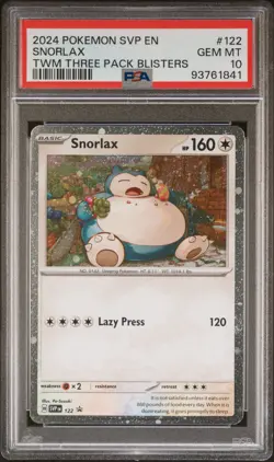 2024 Pokemon SVP EN-SV Black Star PROMO #122 Snorlax PSA 10 Gem Mint - Image 2
