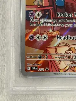 2025 POKEMON SVP EN-SV BLACK STAR PROMO #203 TEAM ROCKET'S WOBBUFFET PSA 9 - Image 2