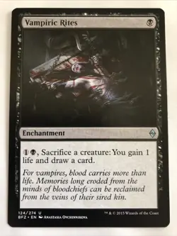 MTG Battle For Zendikar Vampiric Rites 124/274 NM - Image 1