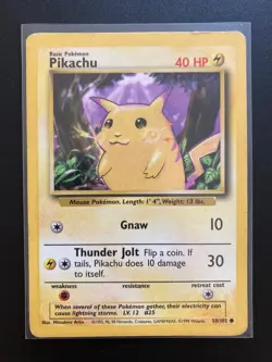 Pokemon Pikachu 58/102 NM-LP Base Set Rare 4th Print UK WOTC 1999-2000 VTG - Image 1