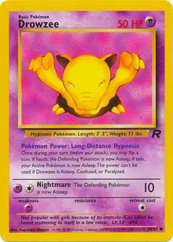 Drowzee 54/82 Team Rocket Vintage 2000 Pokemon Card - Image 1