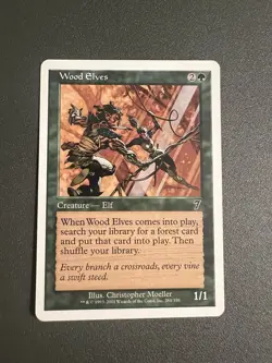 1 Wood Elves | Green | Seventh 7th Edition | Mtg | Common - Image 1