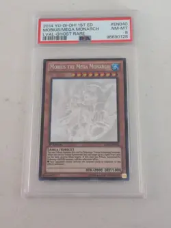 2014 Yugioh 1st Ed. Mobius The Mega Monarch LVAL-EN040 Ghost Rare PSA 8 NM-MT - Image 1