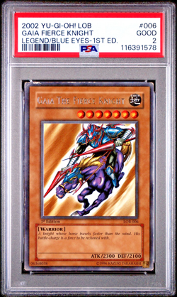 PSA 1 PR 1ST EDITION LOB-006 Gaia The Fierce Knight Ultra Rare Yugioh ENGLISH - Image 1