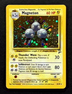 2000 Pokemon MAGNETON Base Set 2 Edition HOLO RARE Card 9/130 WotC PERFECT SWIRL - Image 1