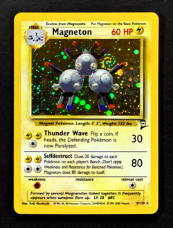 2000 Pokemon MAGNETON Base Set 2 Edition HOLO RARE Card 9/130 WotC PERFECT SWIRL - Image 2