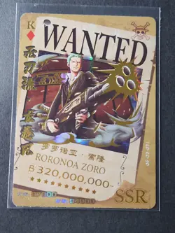 One Piece Anime Doujin Roronoa Zoro Trading Card Wanted Bounty Poster SSR Holo - Image 1