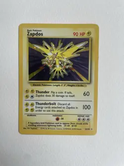 Pokemon Zapdos Card 16/102 Holo Rare Base Set WOTC Unlimited 1999 - Image 2