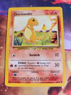 Charmander Base Set 46/102 Common Pokemon Card Unlimited TCG 1999 WOTC -LP-MP - Image 1