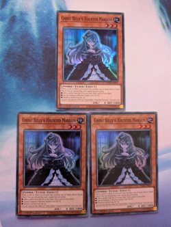 YuGiOh! Ghost Belle & Haunted Mansion RA01-EN011 Super Rare x 3 PLAYSET 1st Ed - Image 1