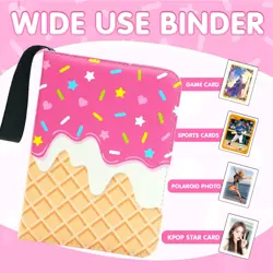 Cute Ice Cream Cake Card Binder for Girls, 400 Pocket Card Album Gifts, Ice C... - Image 5