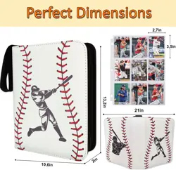 Baseball Card Binder 900 Pockets, 50 Sleeves Large Baseball Binder 3 Ring Zip... - Image 2