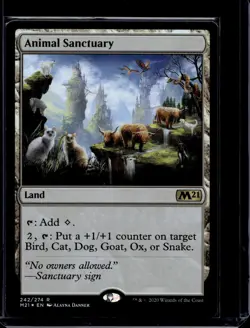 MTG Magic The Gathering Animal Sanctuary Foil M21 Rare Land Cat Dog Commander - Image 1