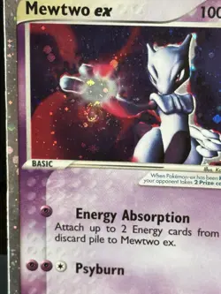 Mewtwo EX 2003 Pokemon EX Ruby & Saphire 101/109 Reverse Holo Hand Swirl! - Image 2
