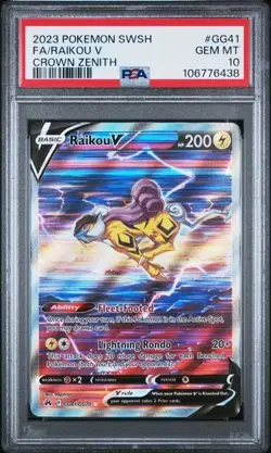 RAIKOU V 2023 POKEMON SWSH CROWN ZENITH #GG41 PSA 10 GEM MINT - Image 1