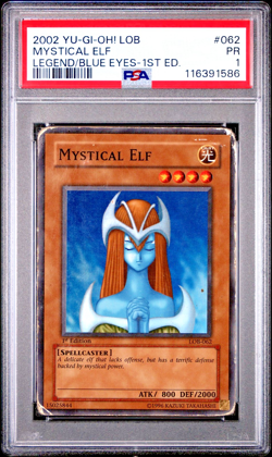 PSA 1 PR 1ST EDITION LOB-062 Mystical Elf Super Rare Yugioh ENGLISH - Image 1