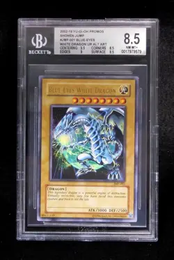 BGS 8.5 YuGiOh Blue-Eyes White Dragon JMP-001 Ultra Rare Shonen Jump Promo 2002 - Image 1