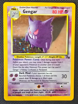 Pokemon WOTC Card - Gengar - Fossil Set - Holo Rare - 5/62 - LP-MP - Image 1