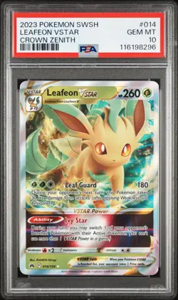 LEAFEON VSTAR #014/159 2023 POKEMON CARD SWORD & SHIELD CROWN ZENITH - PSA 10 - Image 1
