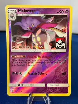 Pokemon League Card Malamar 4th PLACE 51/131 STAMPED Forbidden Light Holo RARE - Image 1