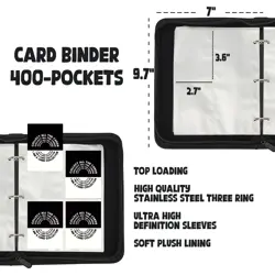 Trading Card Binder with 4 Pocket Pages, Top Loading 400 Pockets card collect... - Image 4