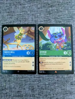 Disney Lorcana Oversized Jumbo Foil Promo Card Pack Fresh NM Stitch & Tinkerbell - Image 1