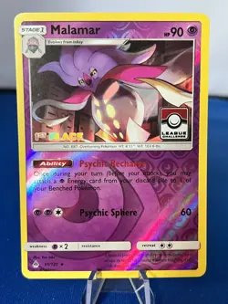 Pokemon League Card Malamar 1ST PLACE 51/131 STAMPED Forbidden Light Holo RARE - Image 1