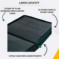 - 12 Pocket Premium Binder with Zipper for 480 Cards Trading Card Games TCG (... - Image 3