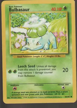 Bulbasaur - 44/102 - Pokemon Base Set Unlimited Card WOTC LP - Image 1