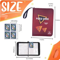 Trading Card Binder Album, 400 Pockets, 50 Removable Sleeves, 3-Ring Zipper, ... - Image 5
