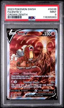 2023 POKEMON SWORD AND SHIELD CROWN ZENITH #GG36 FA/ENTEI V CROWN ZENITH PSA 9 - Image 1