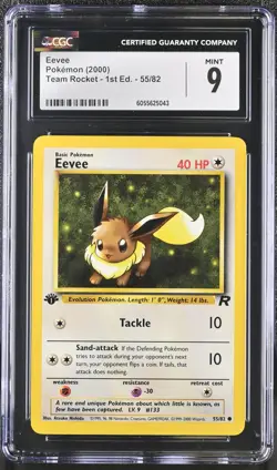 CGC 9 MINT Eevee Team Rocket 1st Edition 55/82 Pokemon Card psa - Image 1