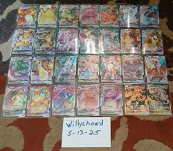 Pokemon Vmax Holo Full Art 28 Card Lot Set Pokemon TCG Charizard Pikachu Leafeon - Image 1