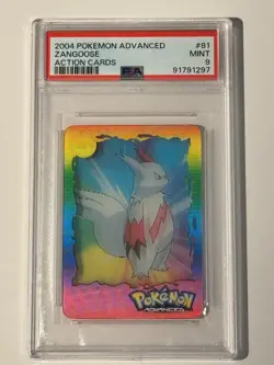 PSA 9 Mint 2004 Pokemon Action Card Zangoose lenticular - Image 1