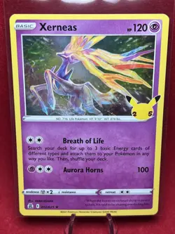 2021 Pokemon Card **Xerneas** 25th Anniversary Celebration 012/025 - Rare Holo - Image 1