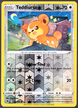 Teddiursa 122/189 Astral Radiance Reverse Holo Pokemon TCG Card NM - Image 1
